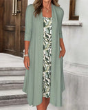 Irregular Fake Two-Piece Printed Dress