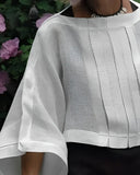 Loose Solid Color Pleated Blouse