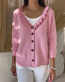 Fashionable V-Neck Button Cardigan