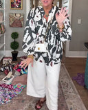 Floral Print Ruffle Trim Loose Blouse