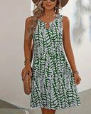 Sleeveless Printed Elegant Dress