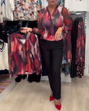 Elegant Long-Sleeved Printed Blouse