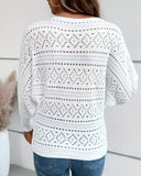 Slant Neck Crochet Hollow Knitted Sweater