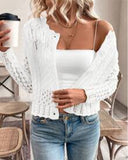 Casual Crewneck Button Knit Cardigan