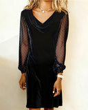 Solid Color Long-Sleeved Patchwork Dress