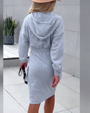 Casual Hooded Solid Color Dress