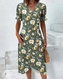 V-Neck Elegant Commuter Dress