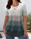Crossover V-Neck Contrast T-Shirt