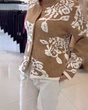 Fashion Turtleneck Jacquard Cardigan