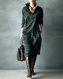 Elegant Solid Color Pocket Dress