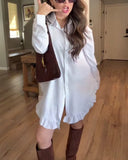 Casual Solid Color Ruffle Dress