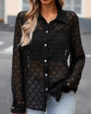 Fashion Lapel Elegant Mesh Shirt