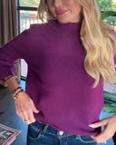 High-Necked Elegant Three-Quarter Sleeve Pullover