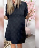 Rhinestone Round Neck A-Line Dress