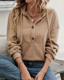 Button-Up Ribbed Brushed Hoodie
