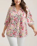 Three-Quarter Sleeve Floral Blouse