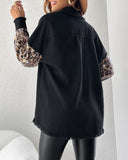 Pocketed Leopard-Print Paneled Coat