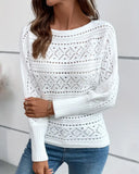 Slant Neck Crochet Hollow Knitted Sweater