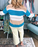 V-Neck Color Block Loose Sweater