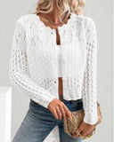 Casual Crewneck Button Knit Cardigan