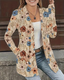 Long-Sleeved Printed Casual Coat