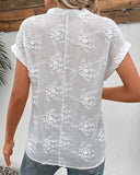 Stand Collar Solid Color Short Sleeve Shirt