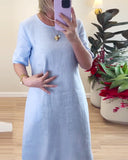 Casual Solid Color Simple Round Neck Dress