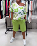 V-Neck Petal Loose T-Shirt