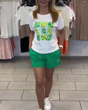 Casual Printed Mid-Rise Shorts Set