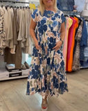 Round Neck Floral Print Elegant Dress