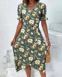 V-Neck Elegant Commuter Dress