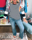 Long-Sleeved Color Block Striped Top