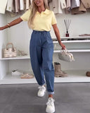 Lace-Up High Waist Casual Pants
