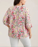 Three-Quarter Sleeve Floral Blouse