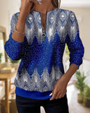 Half-Zip Retro Printed Hoodie