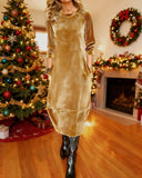 Long-Sleeved Round Neck Lantern Dress