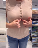 Lace Panelled Ribbed Top