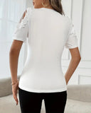 Solid Color Hollow Casual T-Shirt