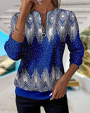 Half-Zip Retro Printed Hoodie