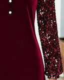 Sequined Velvet Patchwork Dress