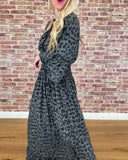 V-Neck Waist Leopard Print Dress
