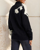 Modern Floral Print Long Sleeve Sweater