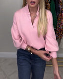 V-Neck Fashionable Long-Sleeved Pullover