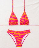 Sexy Lace-Up Two-Piece Print Bikini