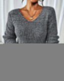 V-neck Plush Long Sleeve Sweater