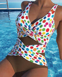 Casual Polka Dot One-Piece Swimsuit