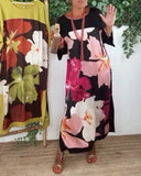 Casual Loose Round Neck Printed Dress