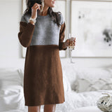 Paneled Long-sleeve Dress