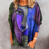 Abstract Face Print Loose Shirt