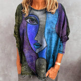 Abstract Face Print Loose Shirt